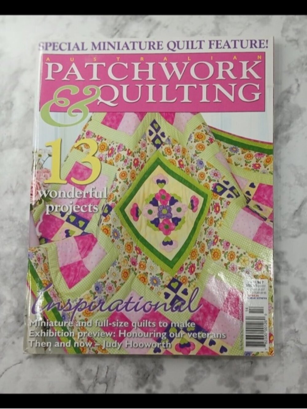 Australian Patchwork & Quilting Magazine Vol 14 No 7 Pattern Sheet Mini Quilt